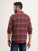 Textured Slim Fit Checkered Shirt | Maroon