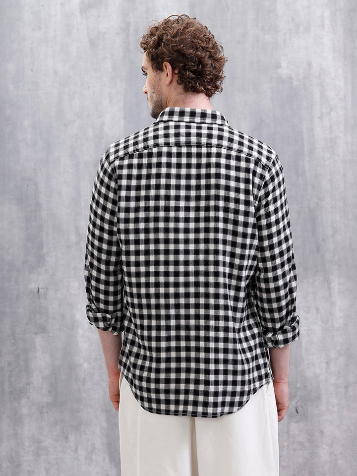 Seersucker Micro Checks Shirt | Black