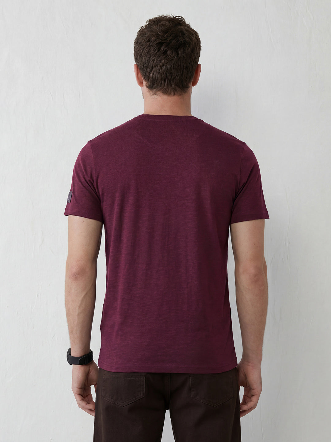 Slub Cotton Slim Fit Tee I Maroon