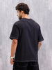 Contrast Stitch Detail Oversized Fit T-shirt With Logo Embroidery | Black