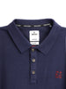 Solid Navy Waffle Knitted Polo T-Shirt