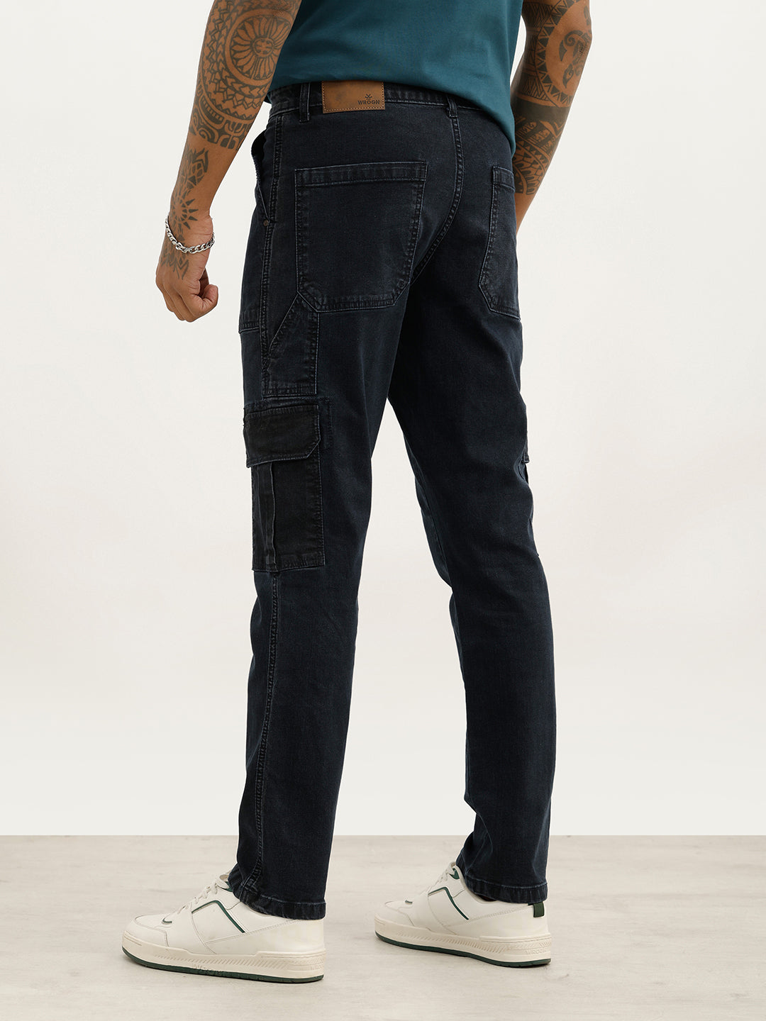 Washed Slim Fit Denim Cargo | Blue