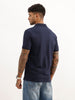 Slim Fit Placement Printed Polo T-Shirt | Navy Blue