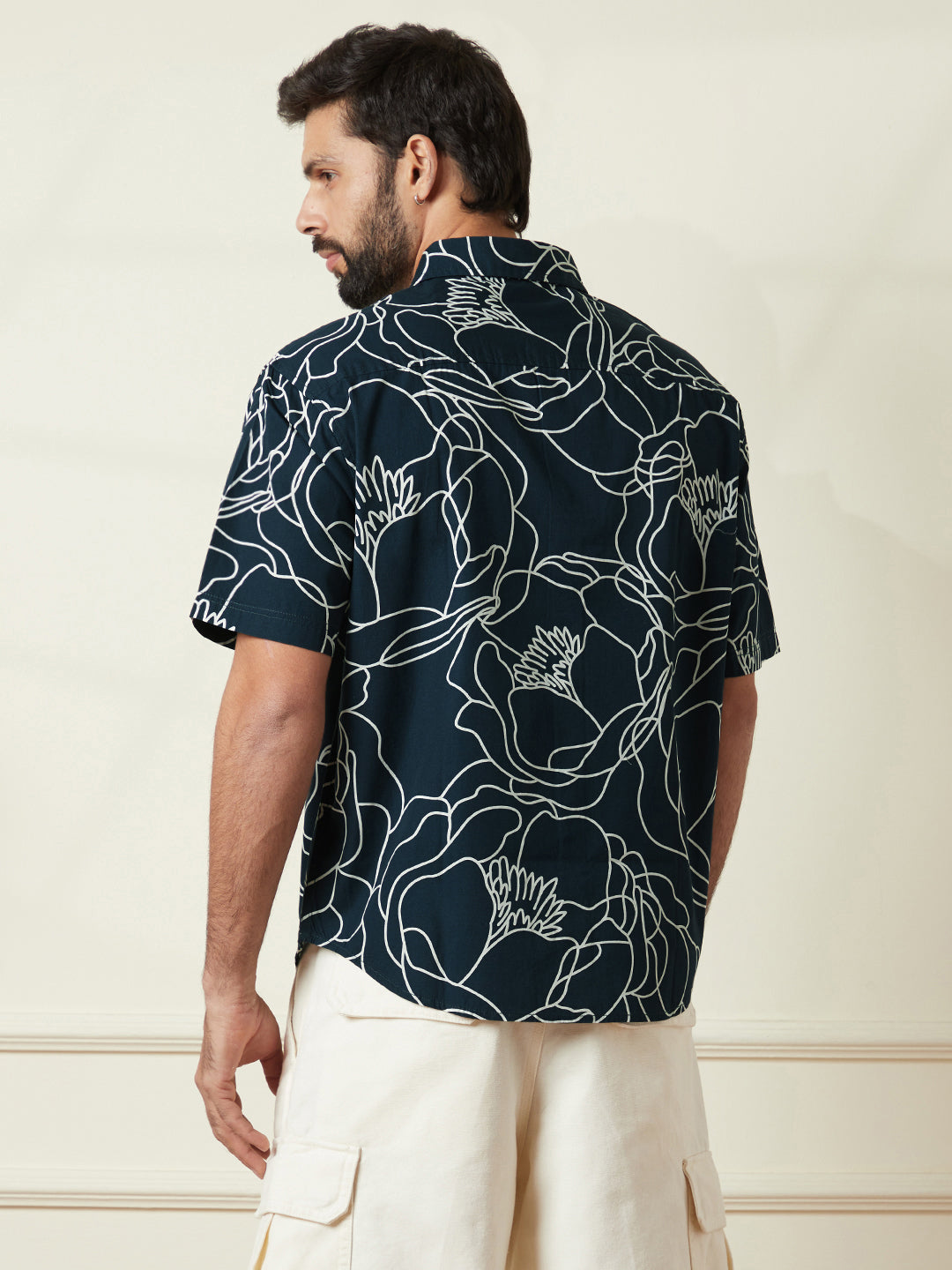 Abstract AOP Comfort Fit Shirt in Navy