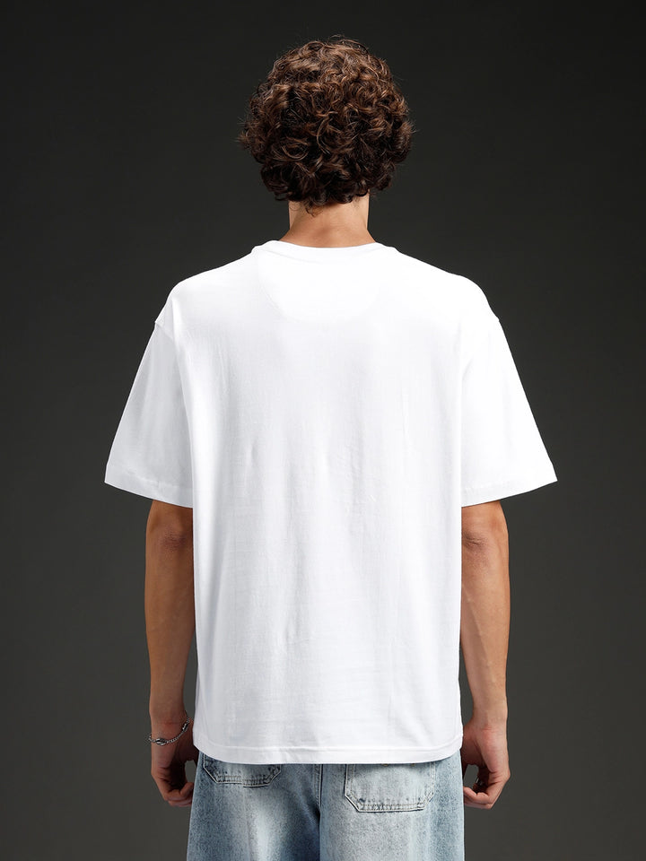 Wrogn Chest Printed Regular Fit T-shirt | White