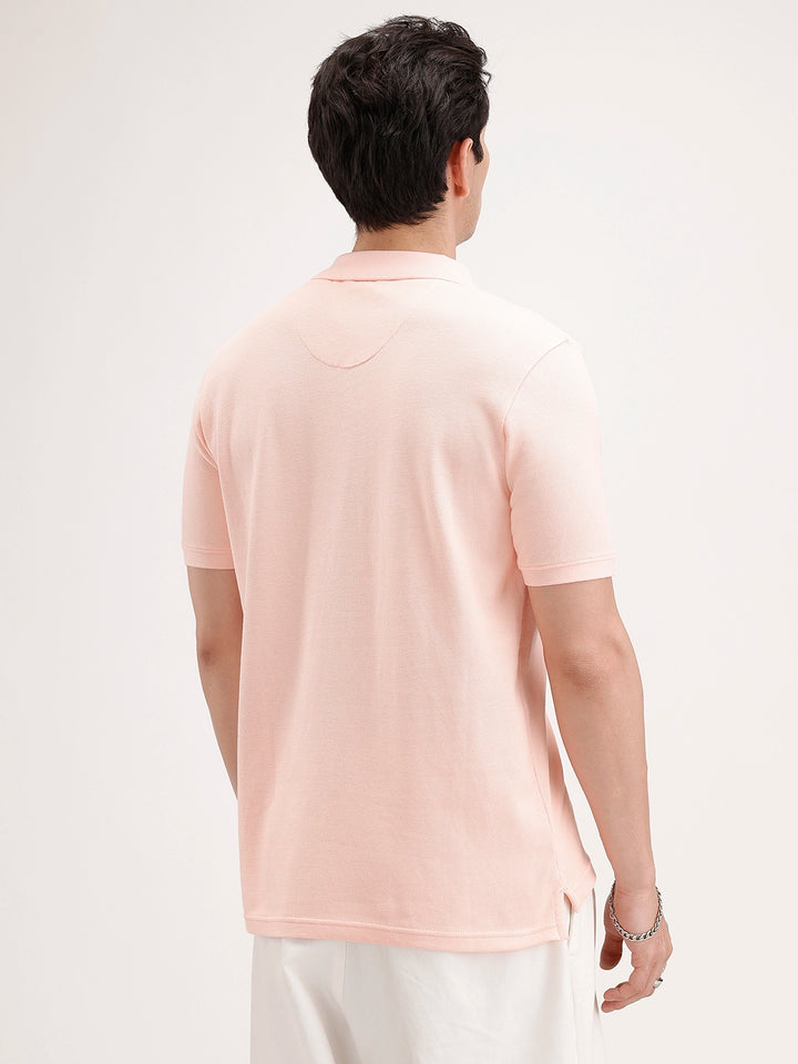 Solid Slim Fit Polo T-Shirt | Peach