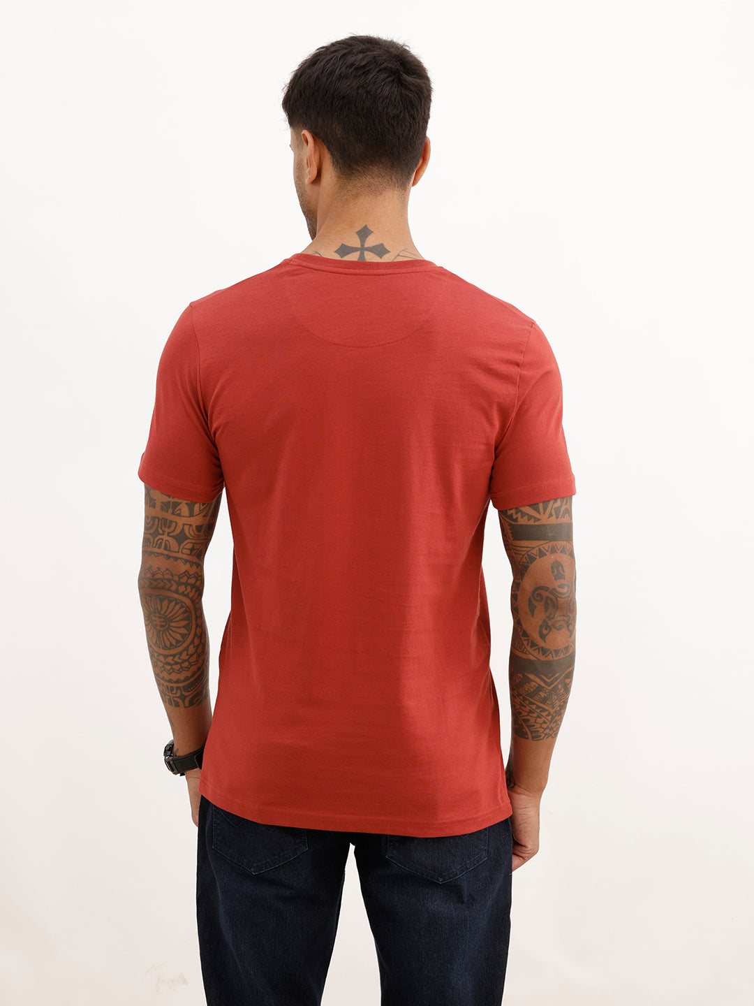 Slim Fit Placement Printed T-Shirt | Red