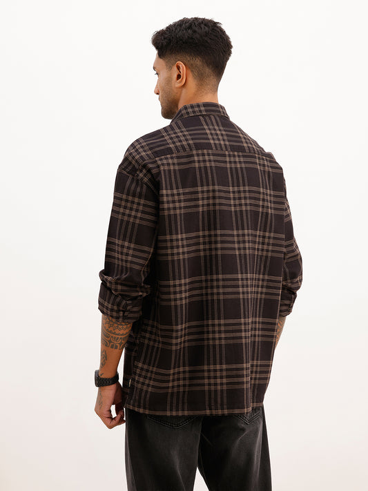 Oversized Textured Double Pocket Shirt | Black