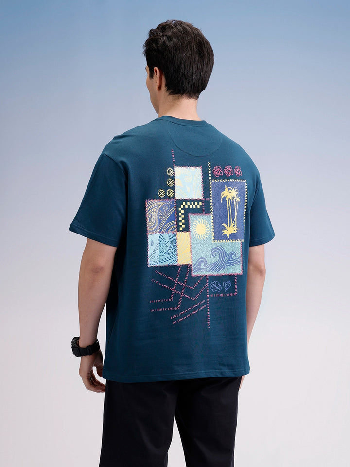 Oversized Back Printed T-Shirt  | Teal