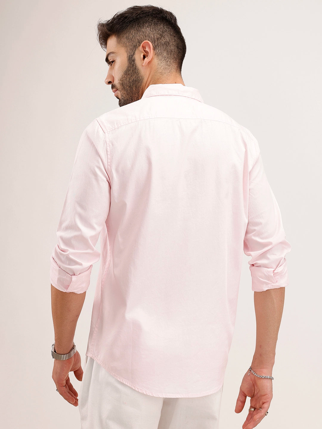 Slim Fit Solid Shirt | Pink