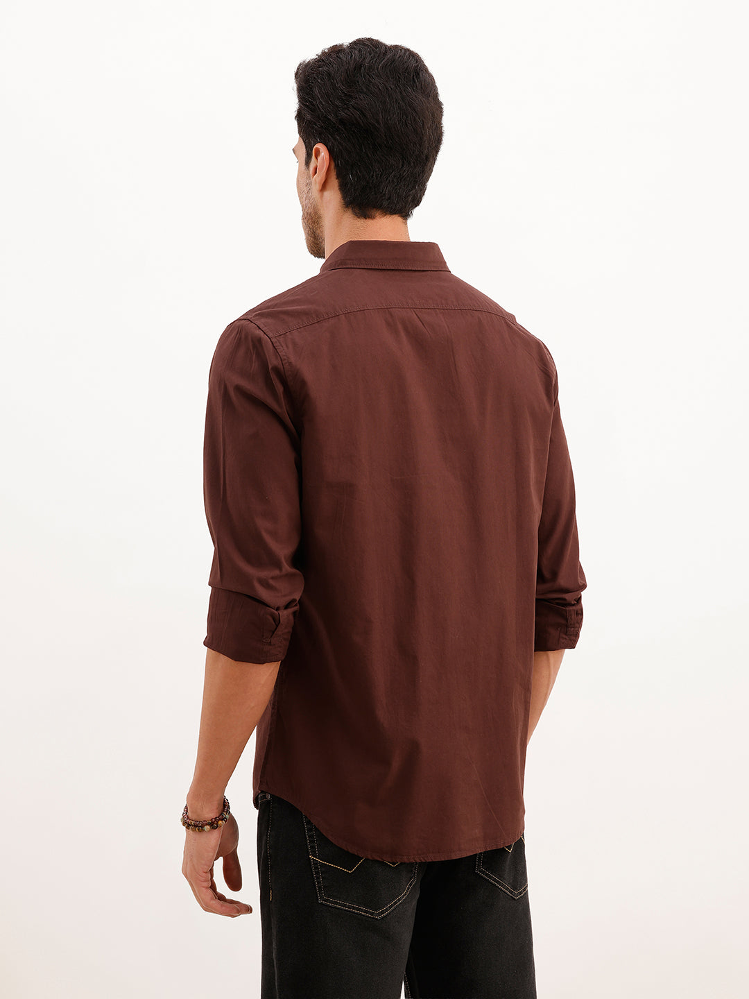 Solid Regular Fit Full Sleeve Shirt | Brown | WWSH9158F