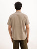 Solid Slim Fit Half Sleeve Shirt | Light Brown