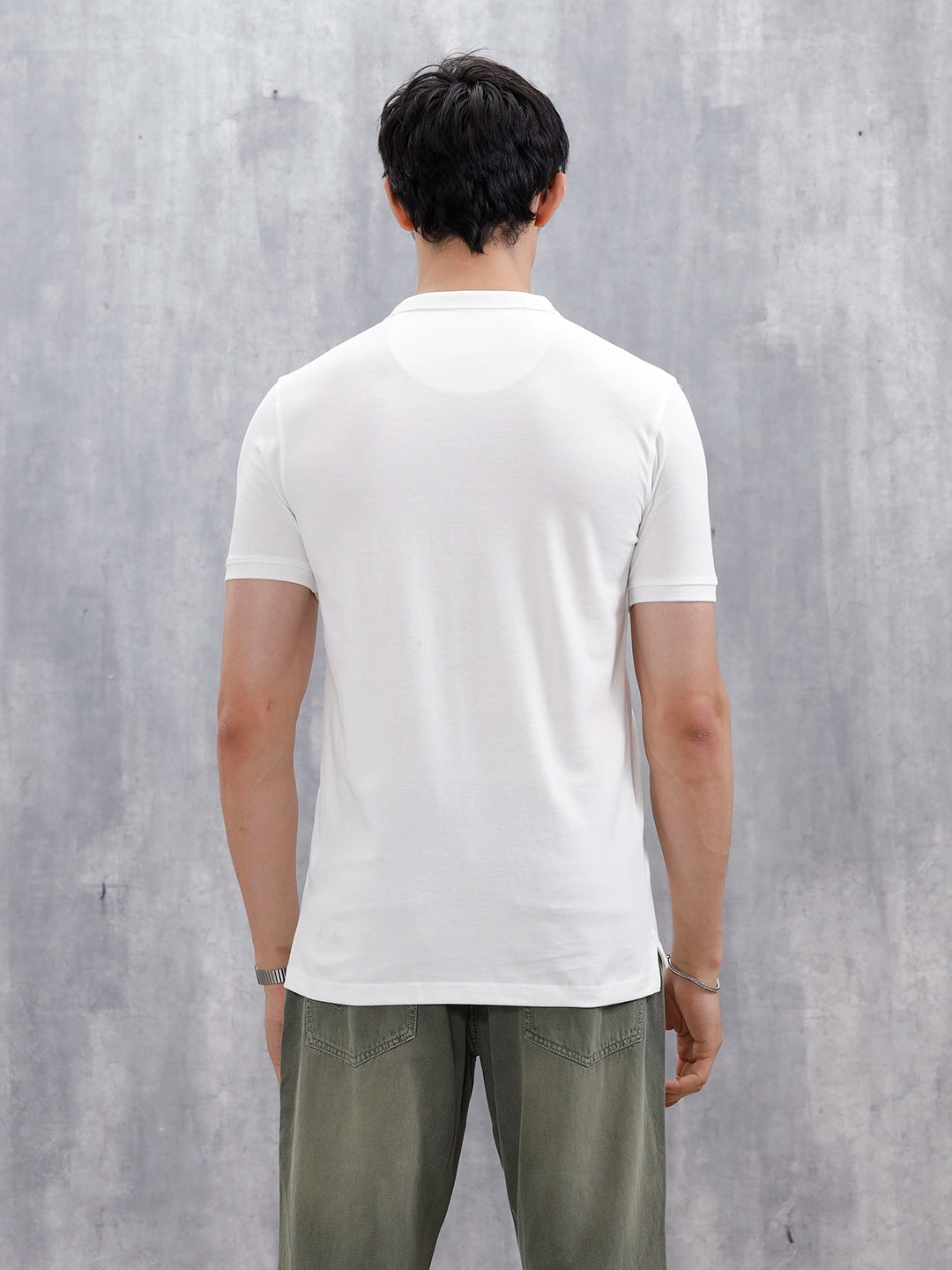Casual Slim Fit Solid Polo T-Shirt | White