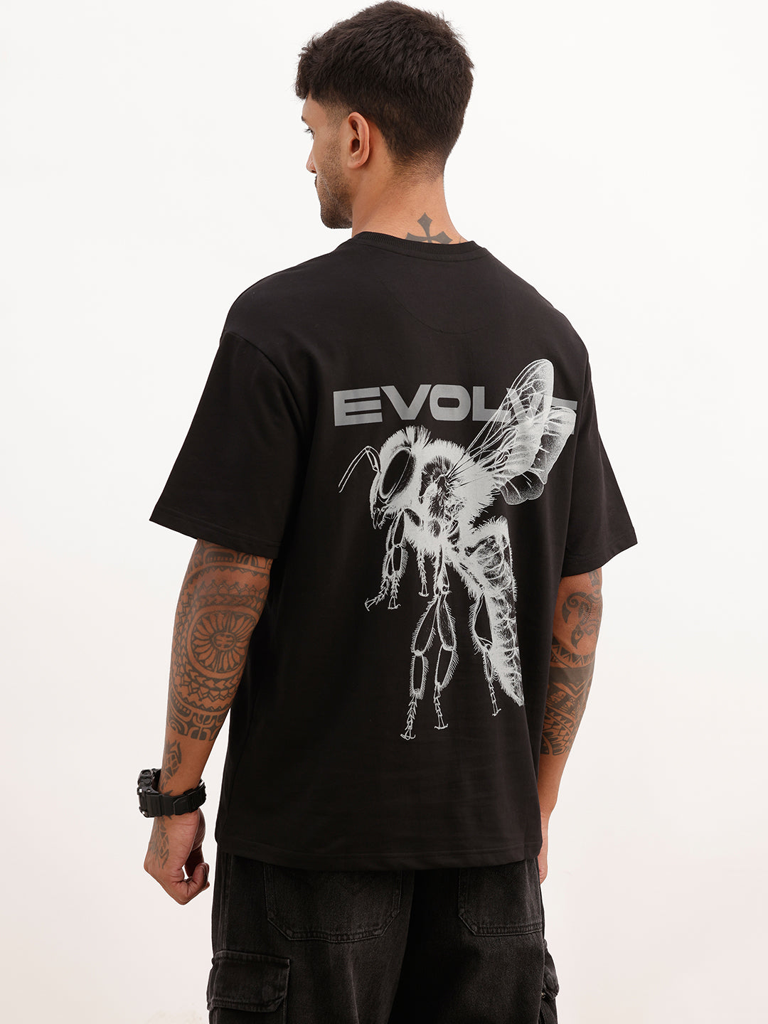 Oversized Back Printed T-Shirt | Black | WTS02HSOS1357S