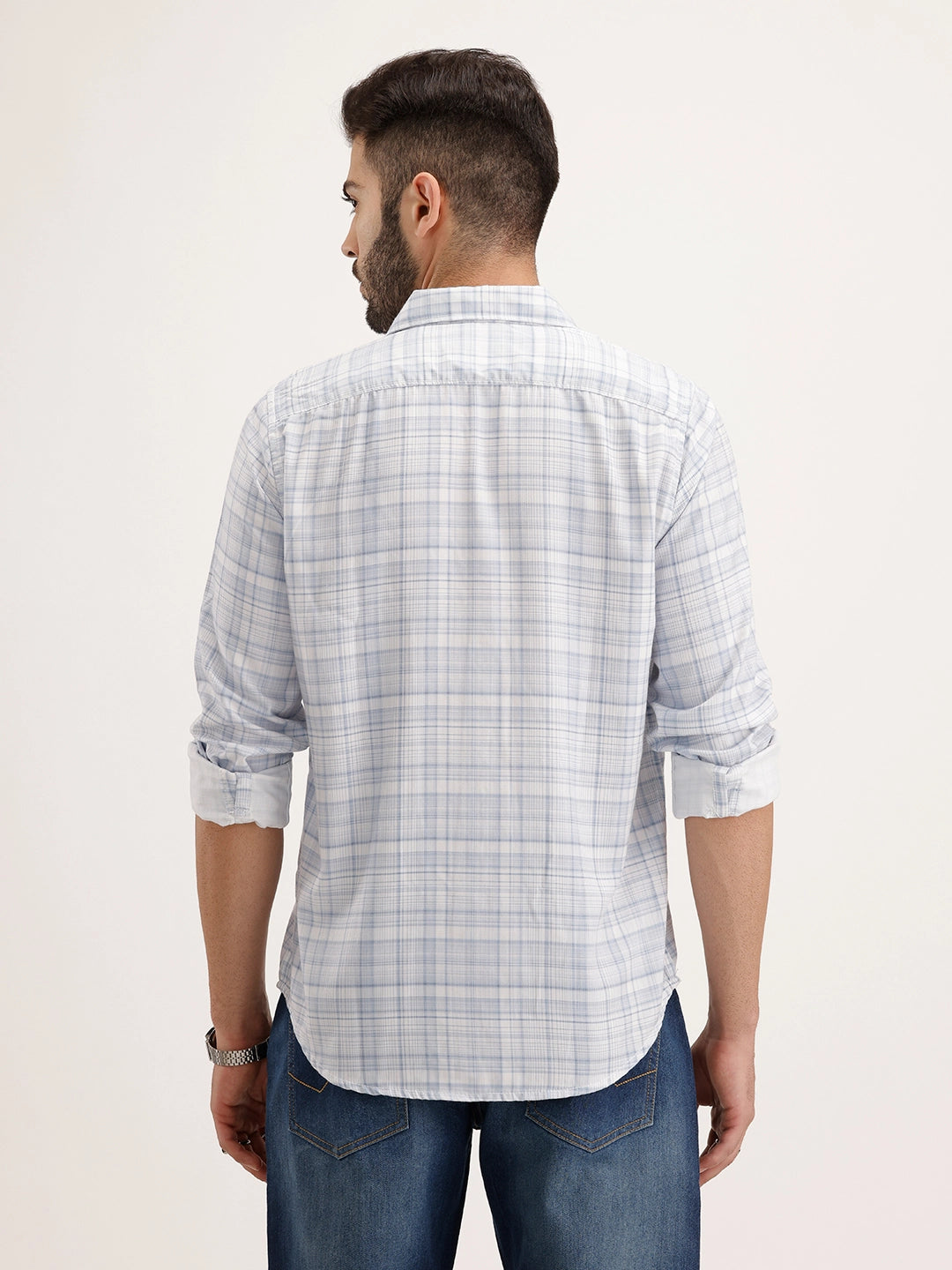 Regular Fit Double Pocket Full Sleeve Shirt | Light Blue