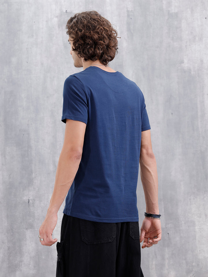 Graffiti Inspired Chest Graphic Slim Fit T-Shirt | Navy Blue