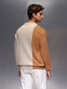 Men's Slim Fit Cable Knit Colorblocked Sweater  |  White