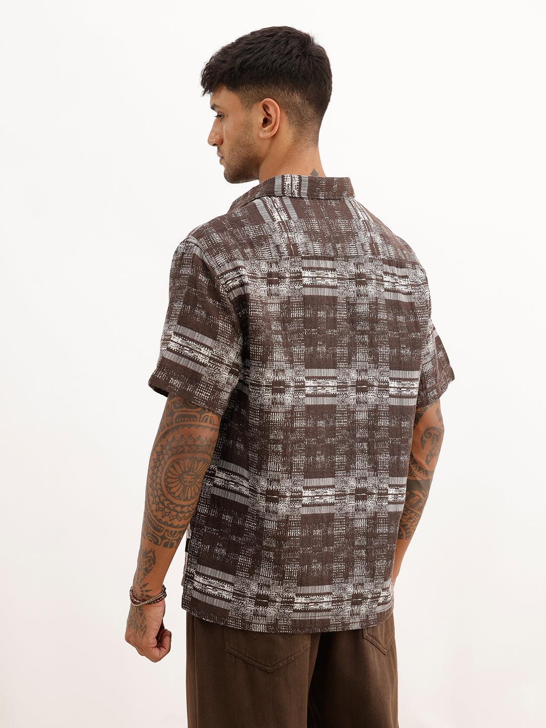 Classic Comfort Fit Jacquard Shirt | Brown