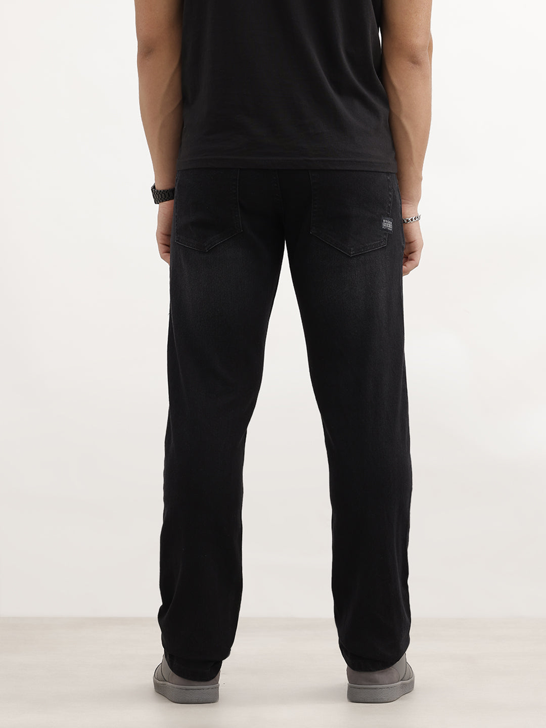 Classic Faded Straight Fit Denim Jeans | Black
