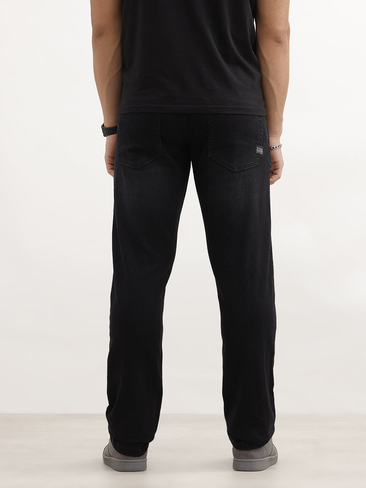 Classic Faded Straight Fit Denim Jeans | Black