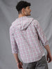 Hooded Checks Long Sleeve Pink Shirt