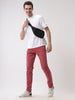 Dusty Pink Solid Tapered Jeans