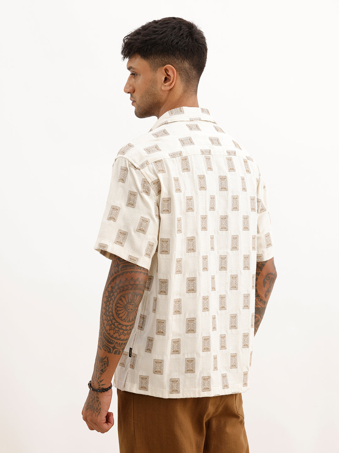 Classic Comfort Fit Jacquard Shirt | Off White