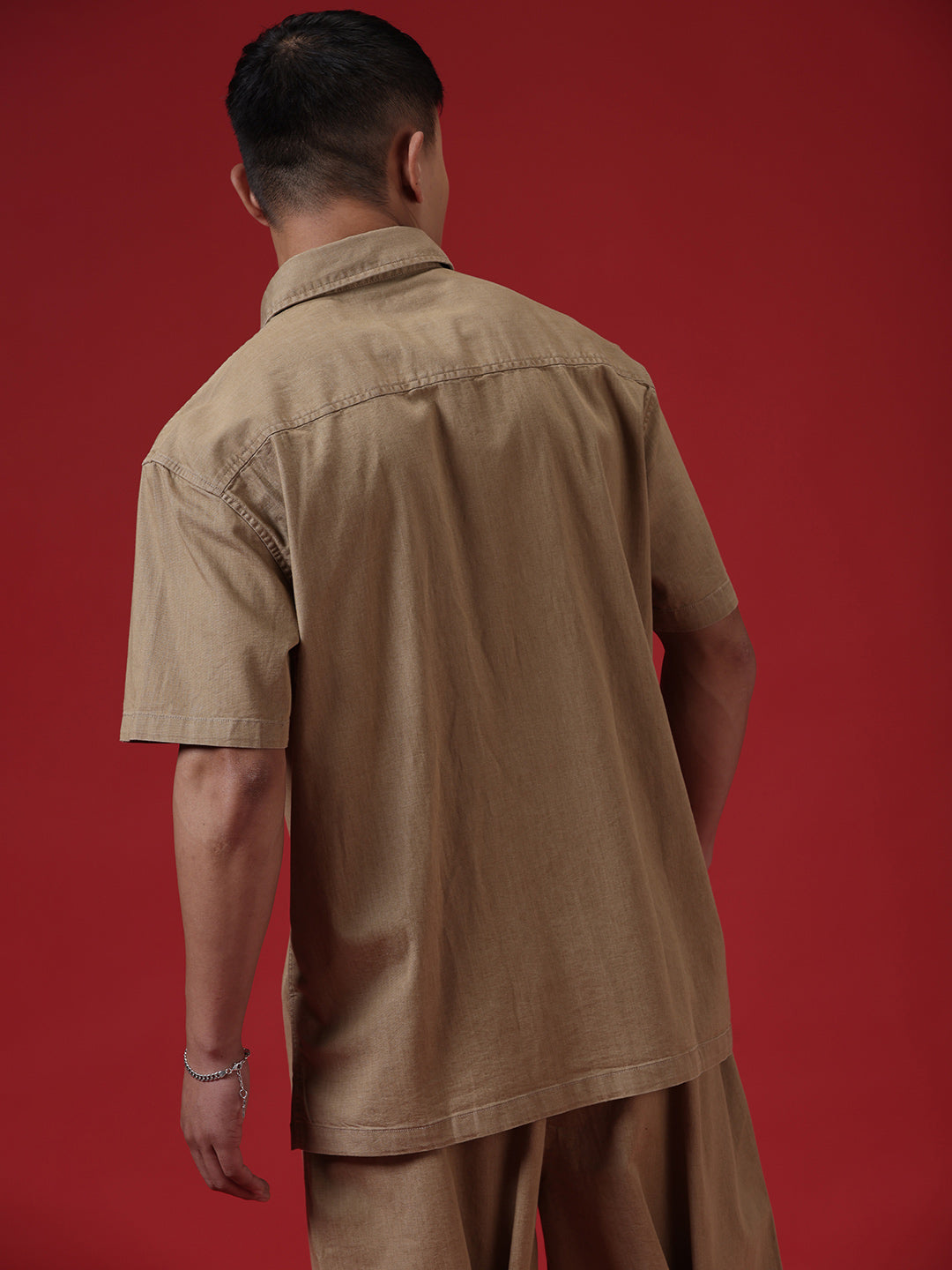 Khaki Dyed Half Sleeve Shirt