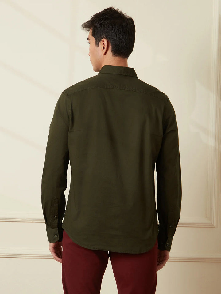 Cut & Sew Slim Fit Shirt | Olive