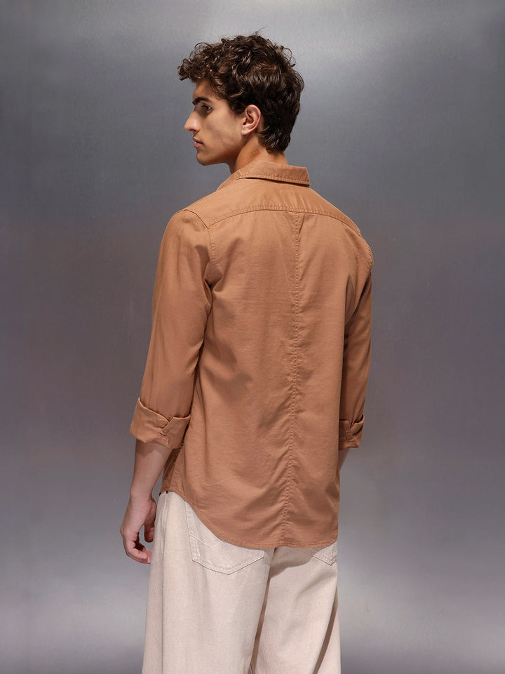 Men's Slim Fit Casual Shirt  |  Rust