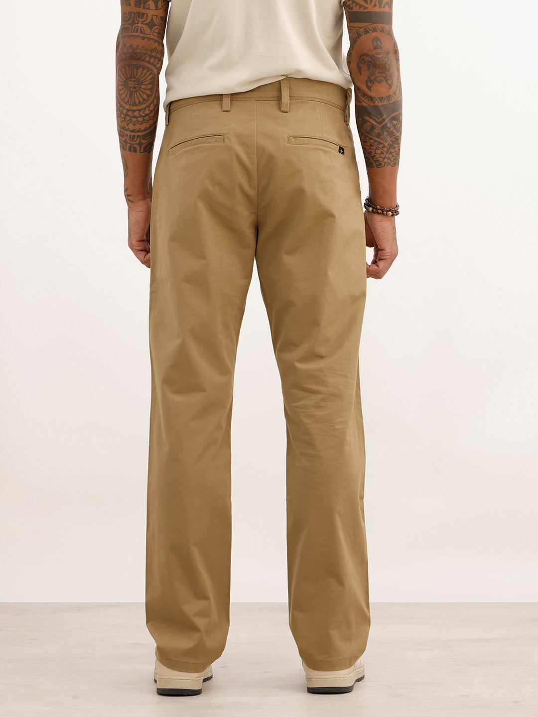 Solid Straight Fit Trousers | Khaki