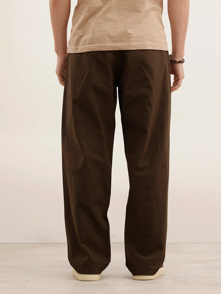 Loose Fit Cotton Trouser | Brown