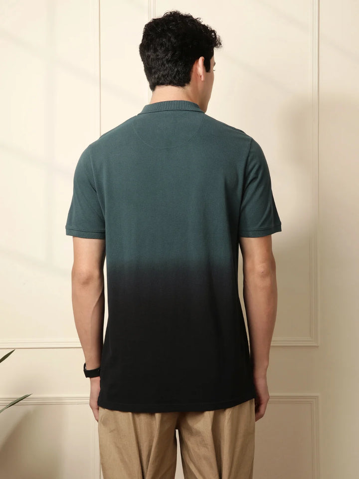 Washed Slim Fit Polo T-Shirt in Teal