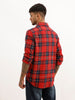 Slim Embroidery Detail Checkered Shirt | Red