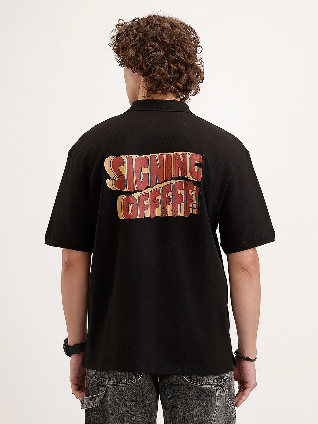 Oversized Back Printed T-Shirt | Black