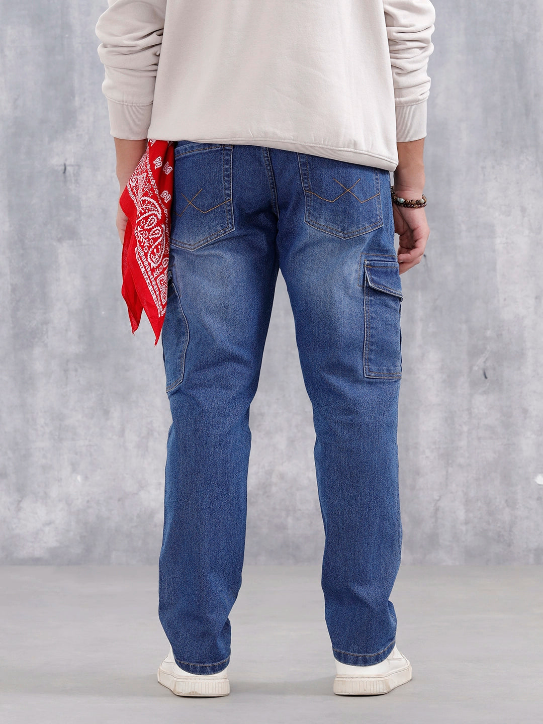 Men's Casual Relaxed Fit Cargo Jeans | Super Stone
