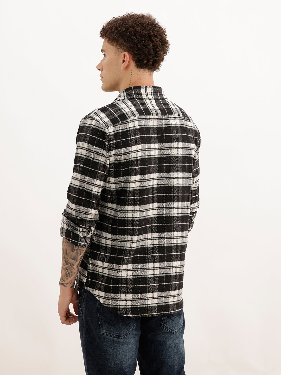 Slim Fit Full Sleeve Checkered Shirt | Black | WSH02FSSL0332S