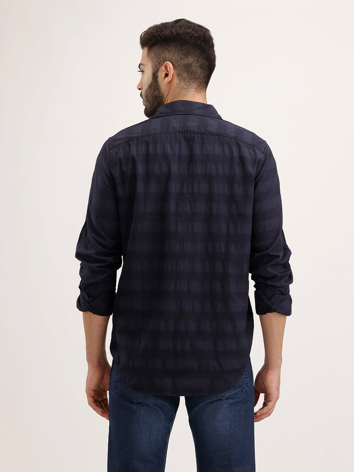 Regular Fit Striped Full Sleeve Shirt | Blue