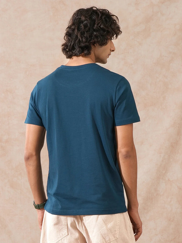 Logo Printed Slim Fit T-Shirt | Teal