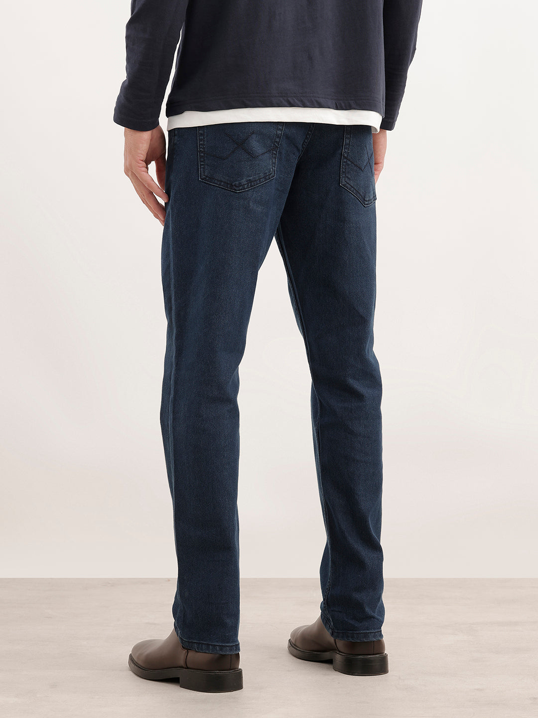 Solid Straight Fit Denim Jeans | Dark Blue