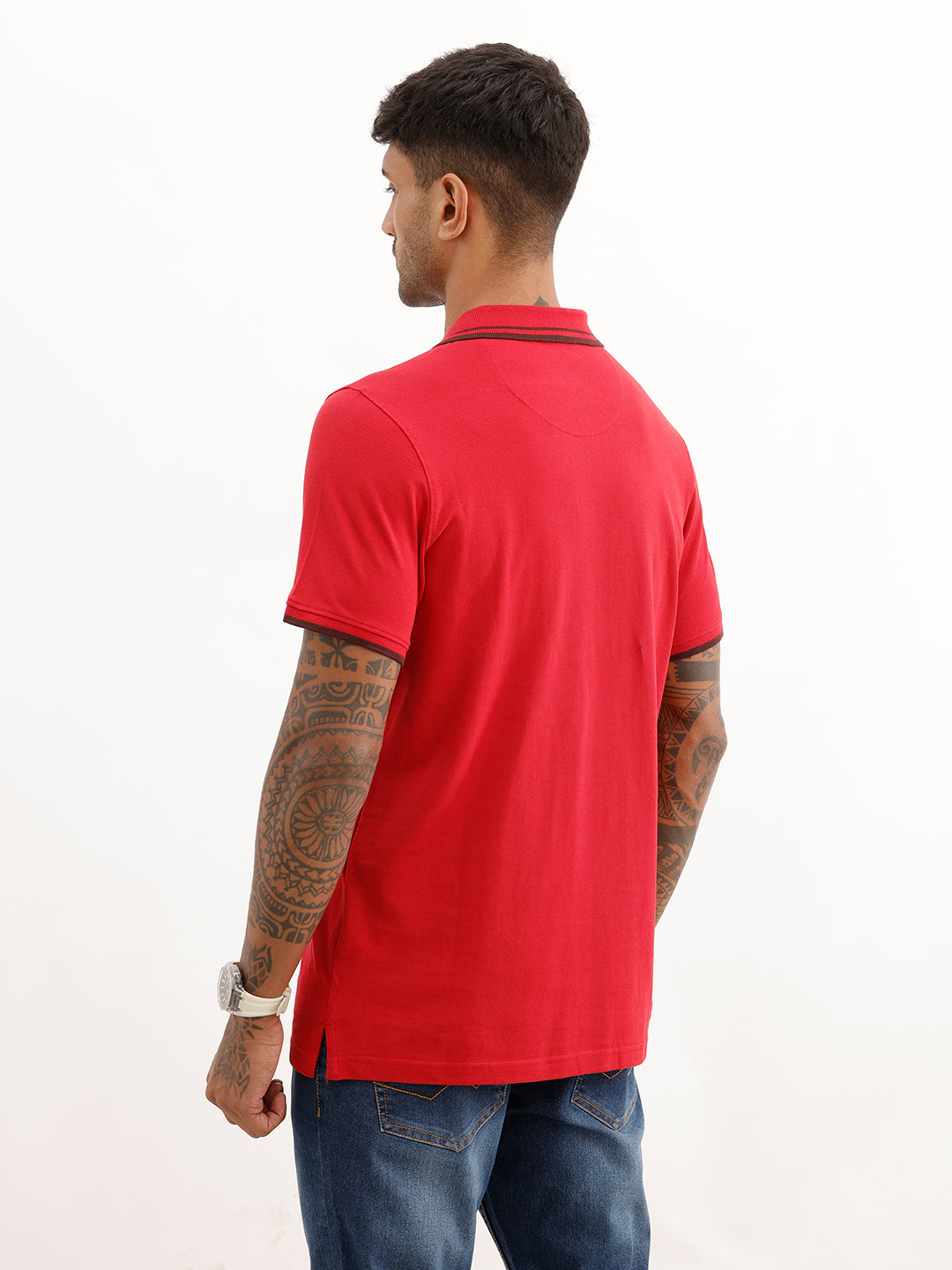 Slim Fit Tipping Collar Polo T-Shirt | Red