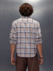 Textured Comfort Fit Checkered Pattern Shirt With Branding | Khaki