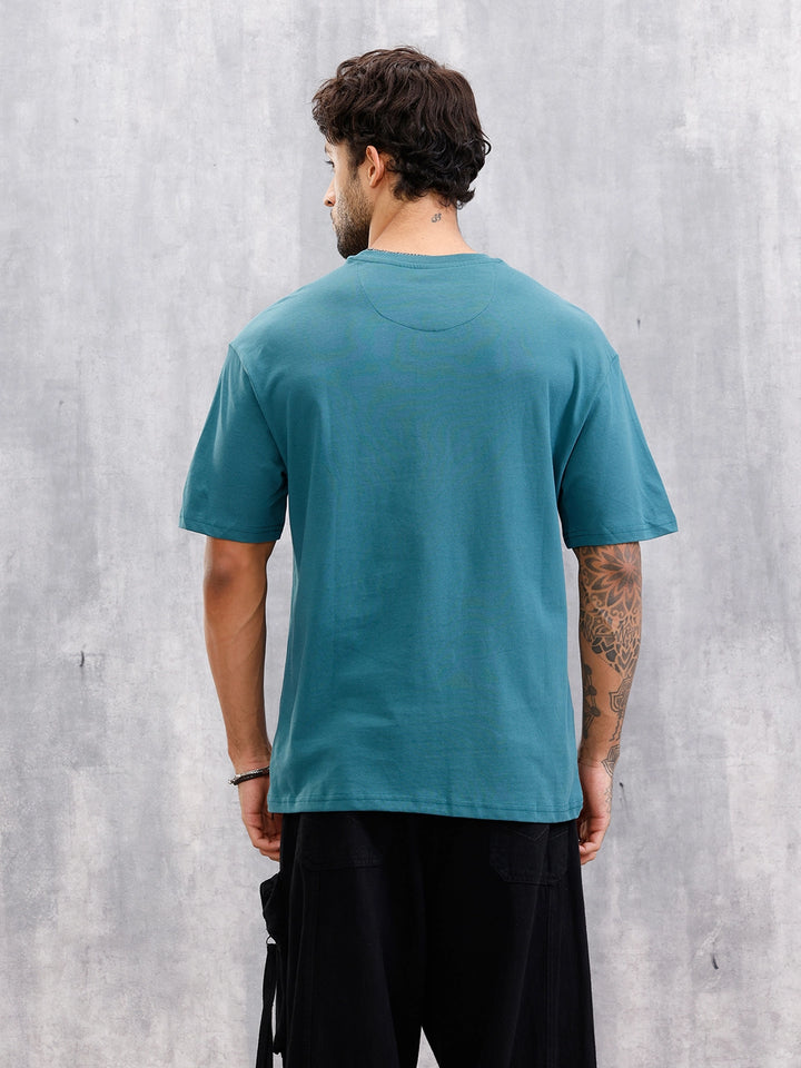Logo Printed Oversized Fit T-Shirt | Teal