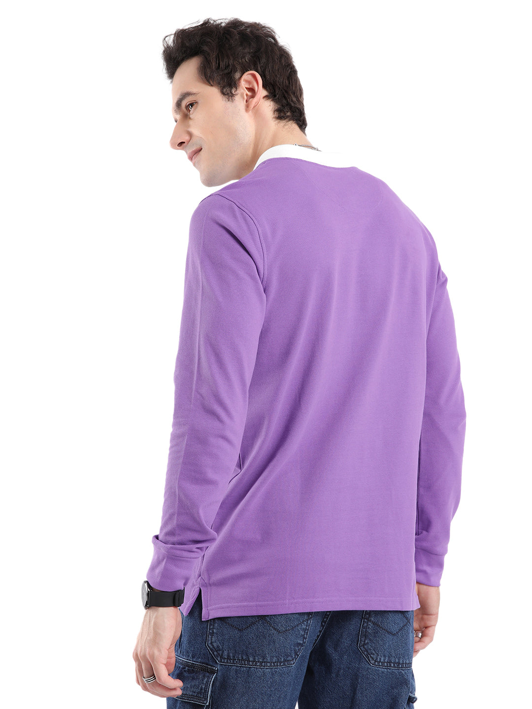 Deep Purple Long Sleeve Polo T-Shirt