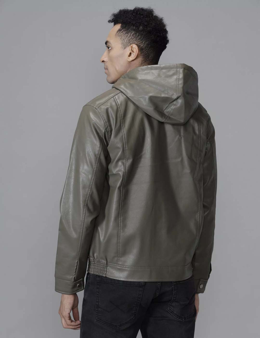 Olive Hooded Casual Jacket