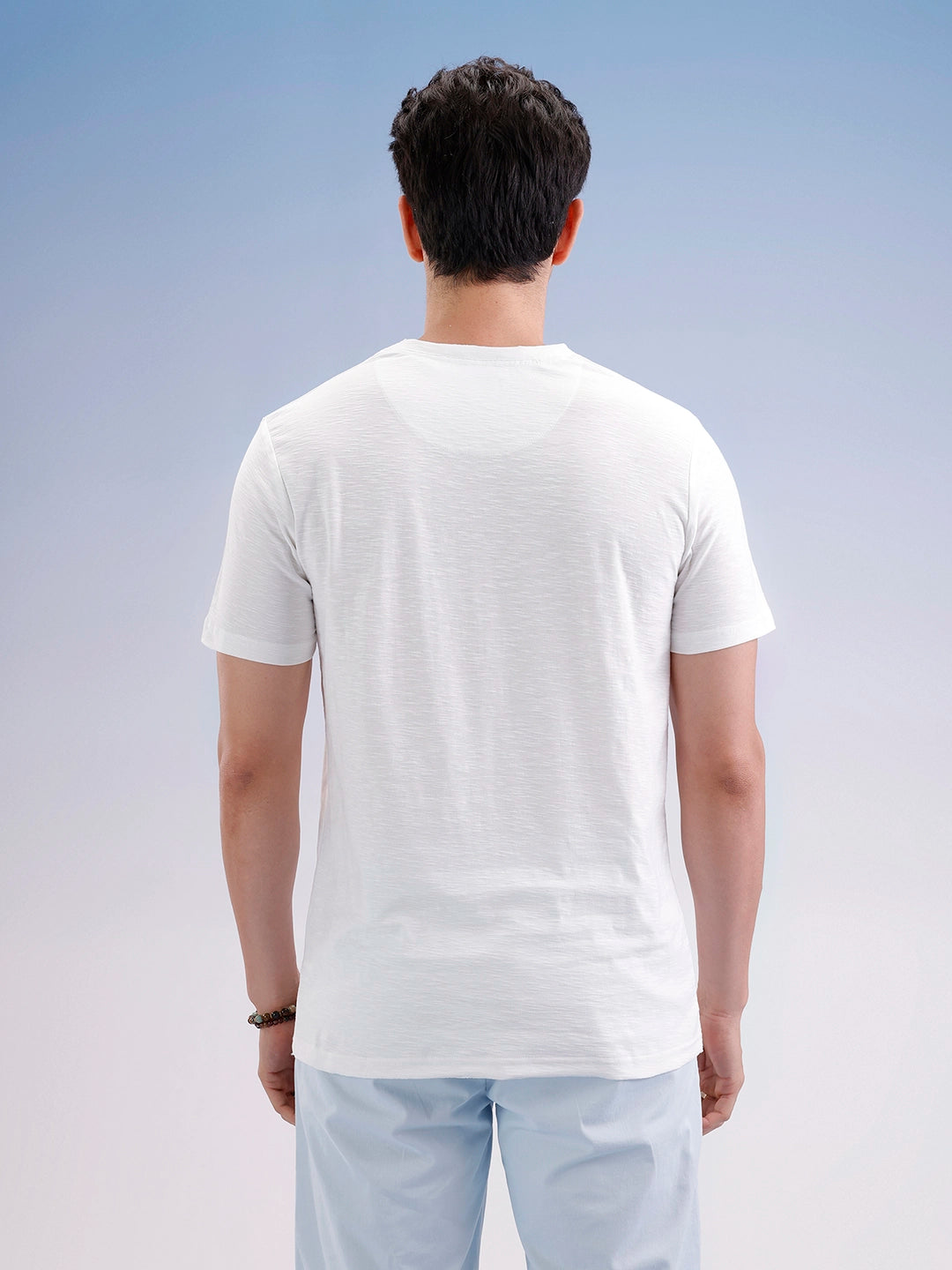 Slim Fit Textured T-Shirt  | Off White