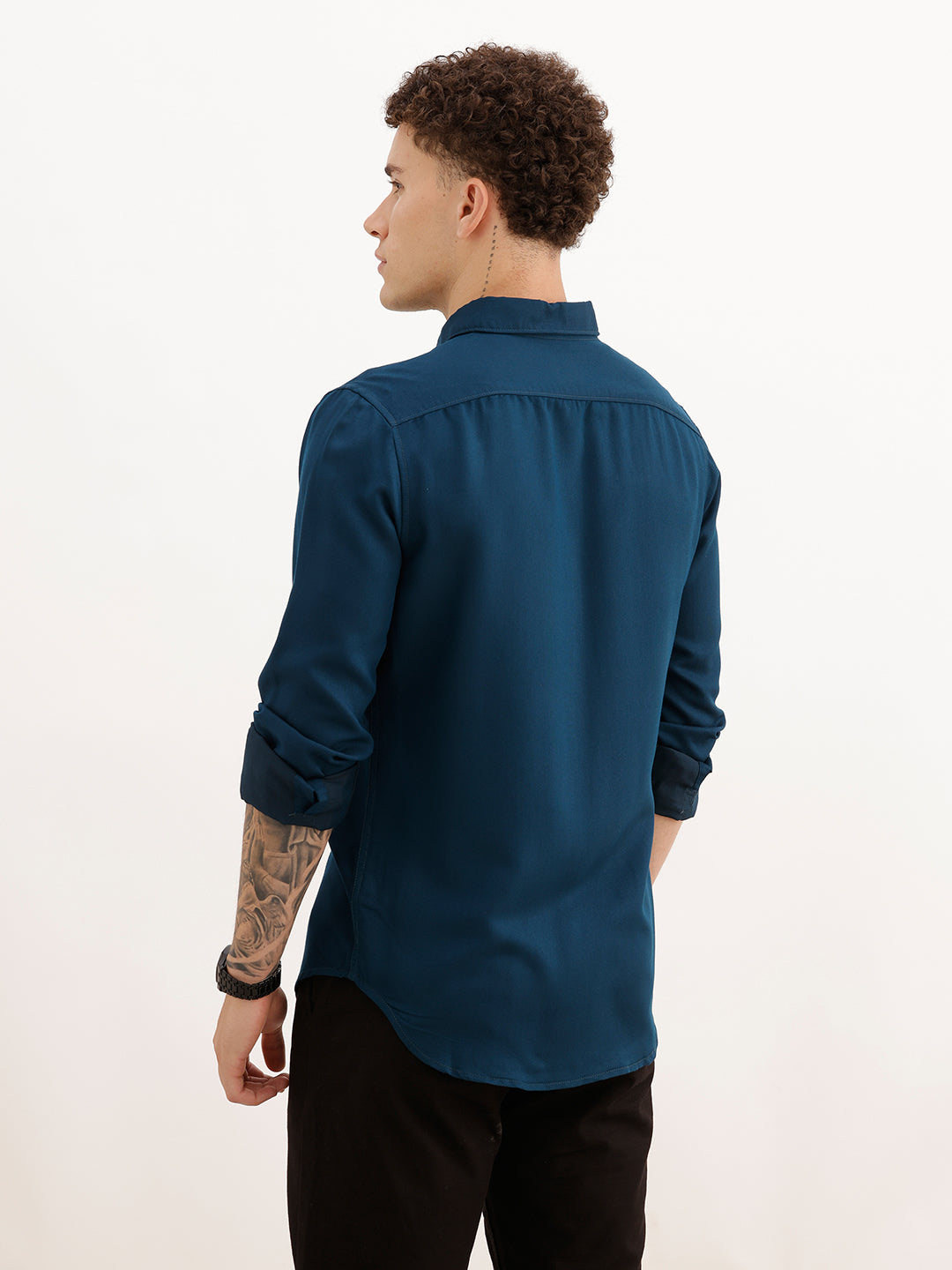 Solid Regular Fit Full Sleeve Shirt | Teal | WWSH9191F