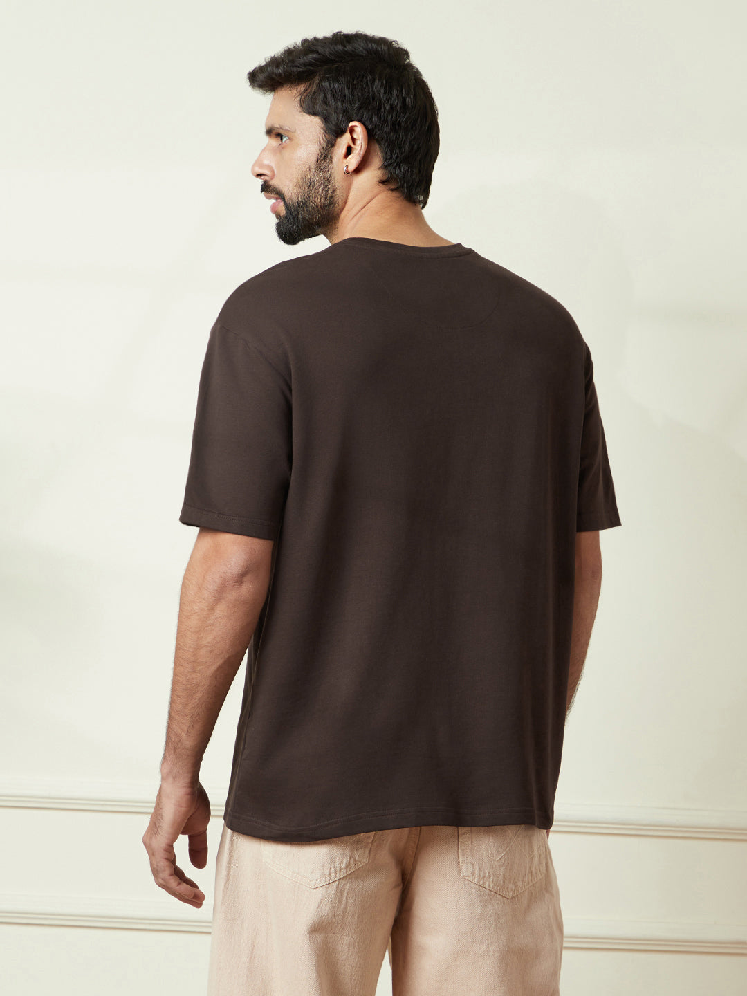 Wrogn Day Printed T-Shirt in Dark Brown