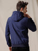 Solid Blue Button Up Hooded Jacket