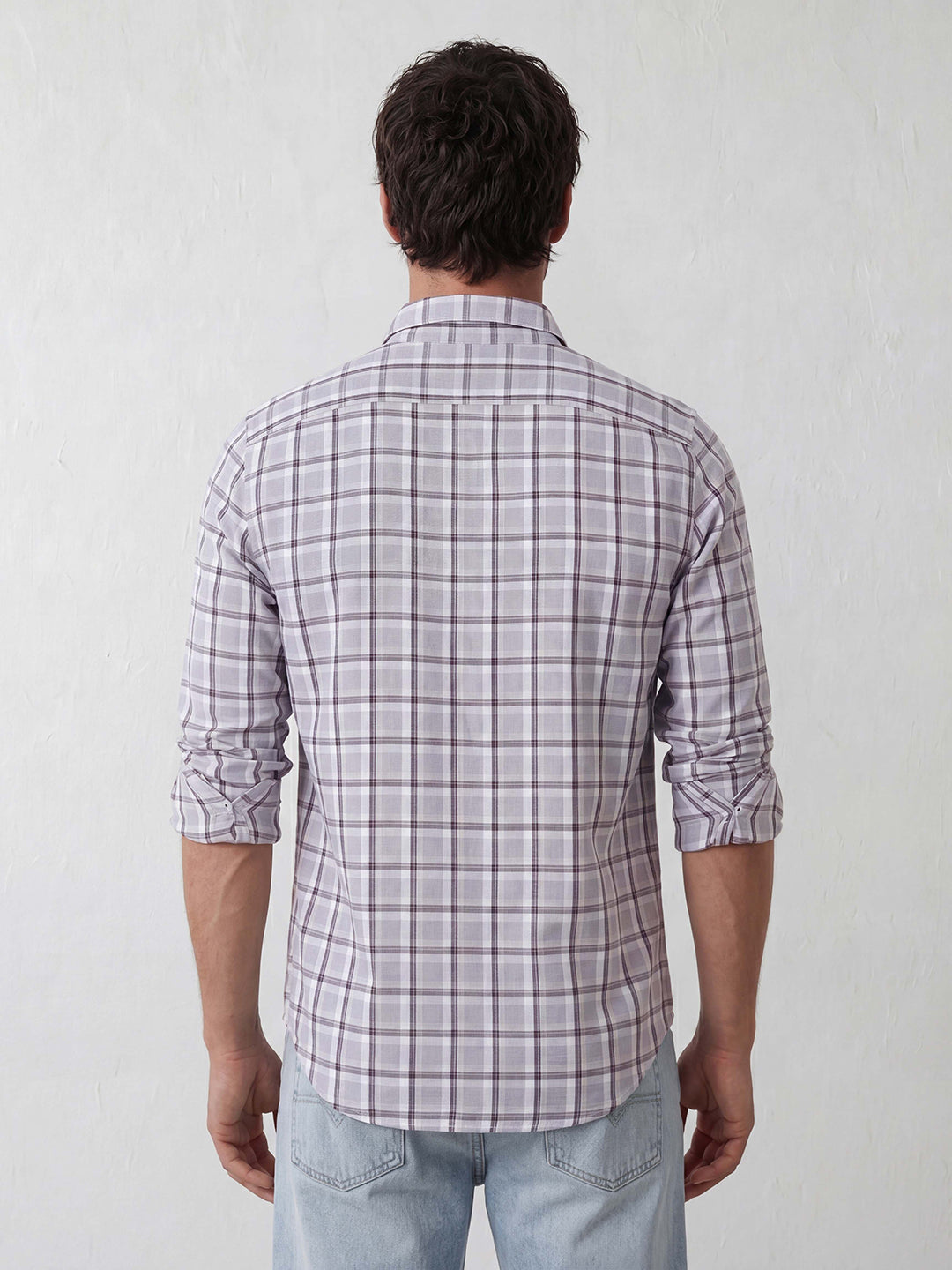 Classic Regular Fit Checkered Shirt | Grey